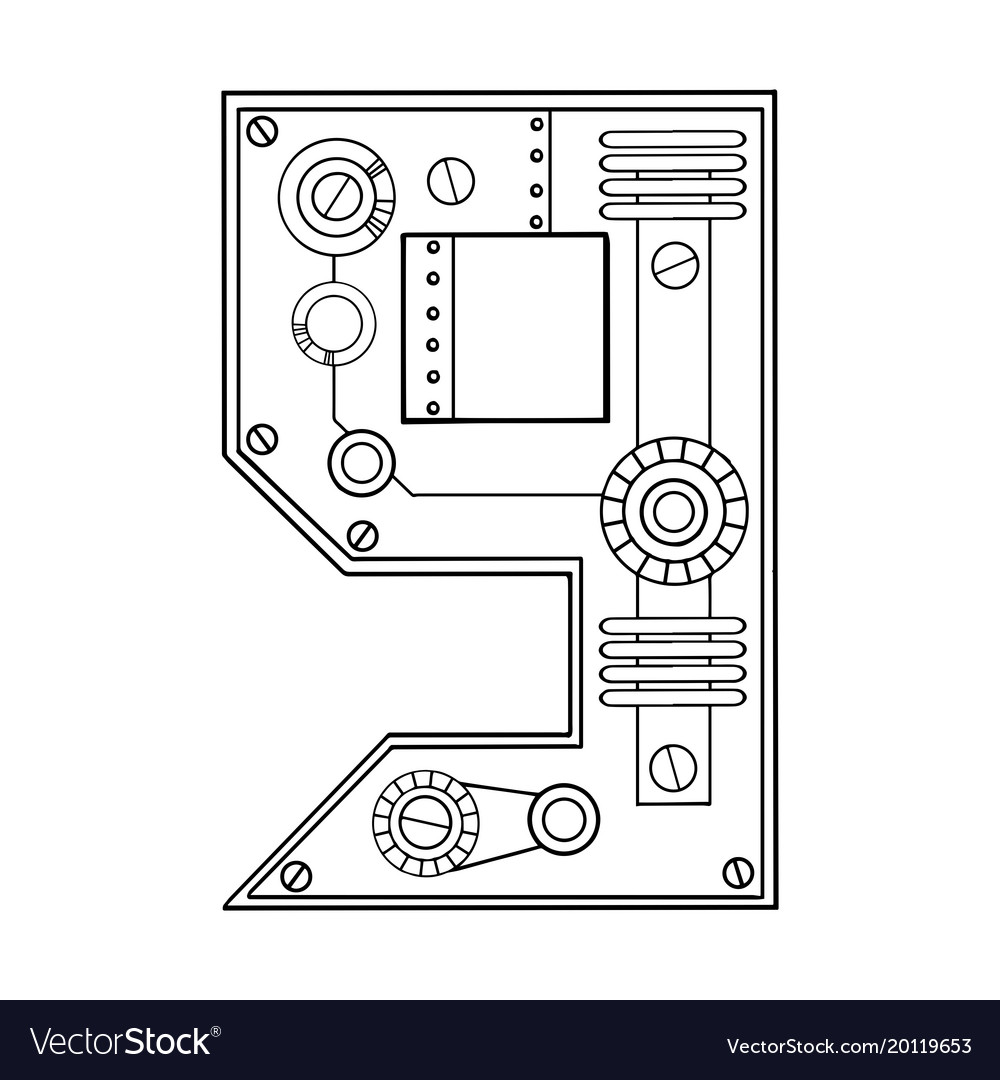 Mechanical number 9 engraving