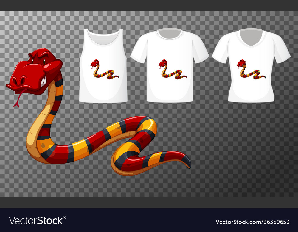 Red snake cartoon character with many types