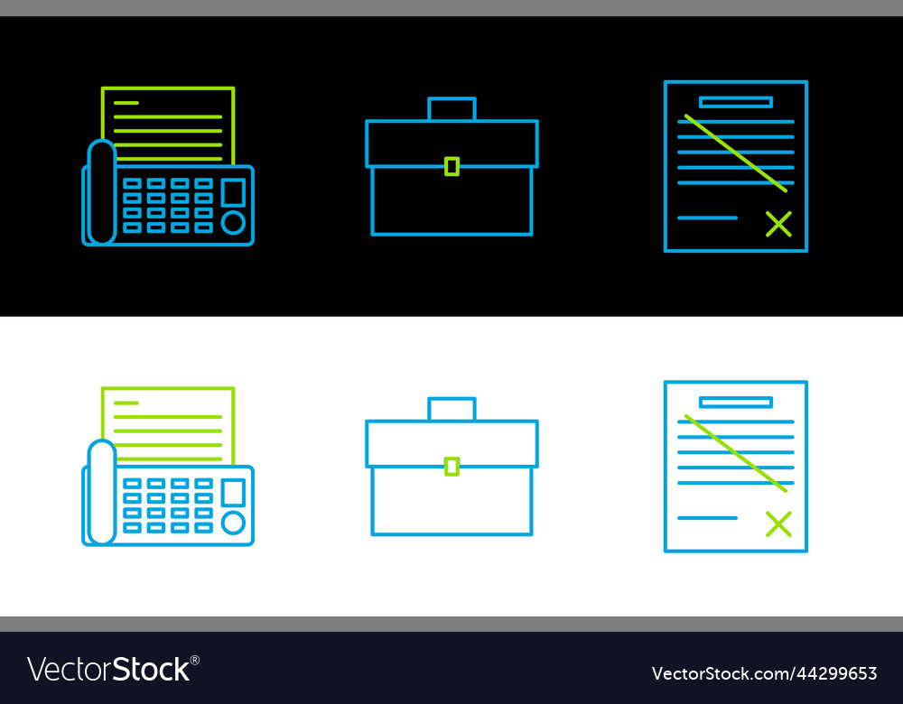 Set line delete file document fax machine vector image Set line delete file document fax machine