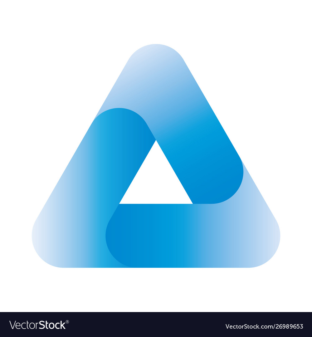 Triangle icon with three overlapping sides Vector Image