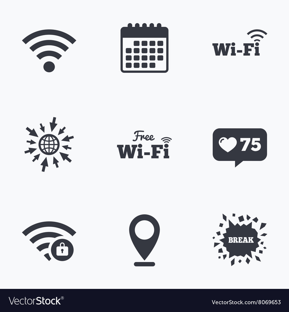 Wifi wireless network icons wi-fi zone locked