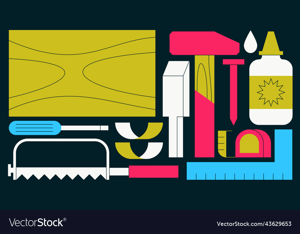 Woodworking tools flat Royalty Free Vector Image