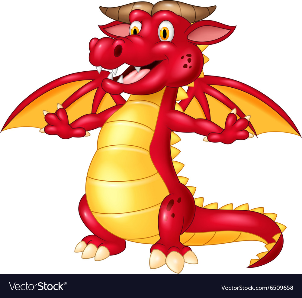 Cartoon cute red dragon isolated Royalty Free Vector Image