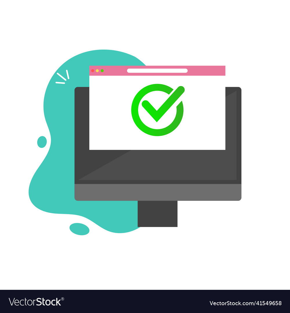Check mark on the website screen of a candy bar
