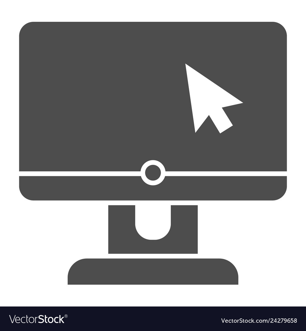 Cursor on monitor solid icon desktop screen
