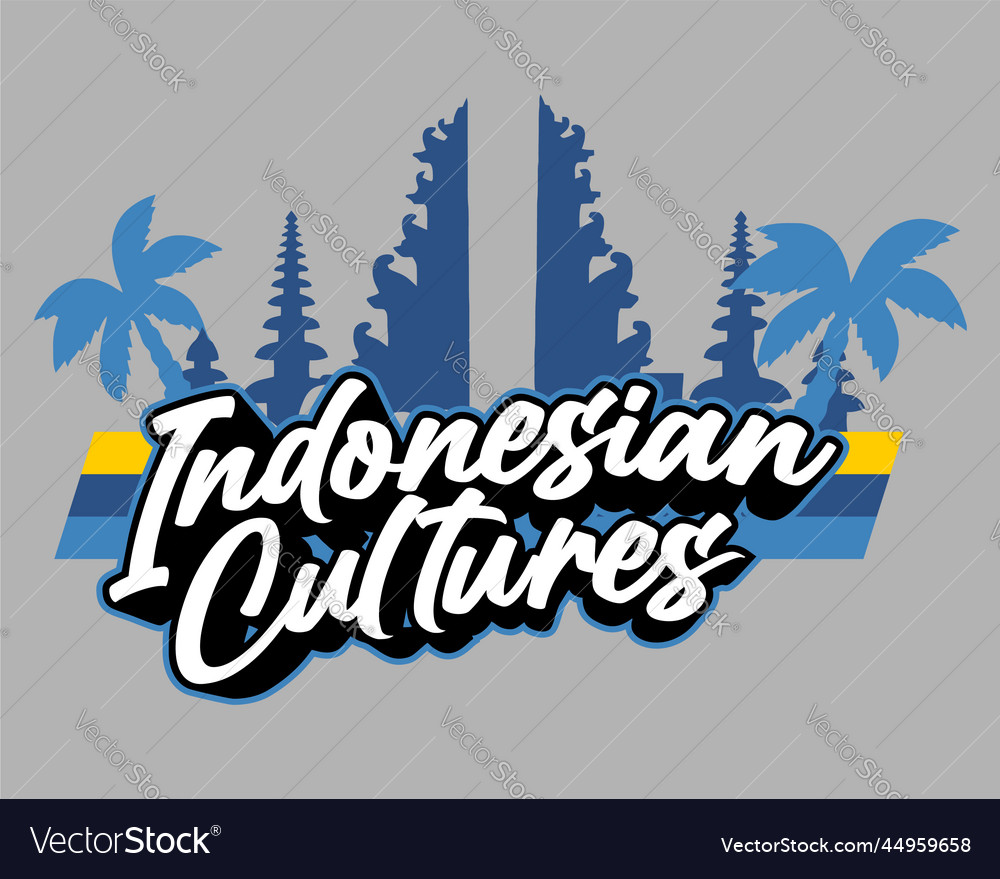 Indonesian writing cultures coconut tree and pure Vector Image