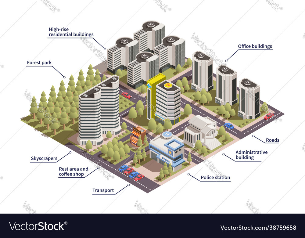 Isometrische Stadt Infografiken