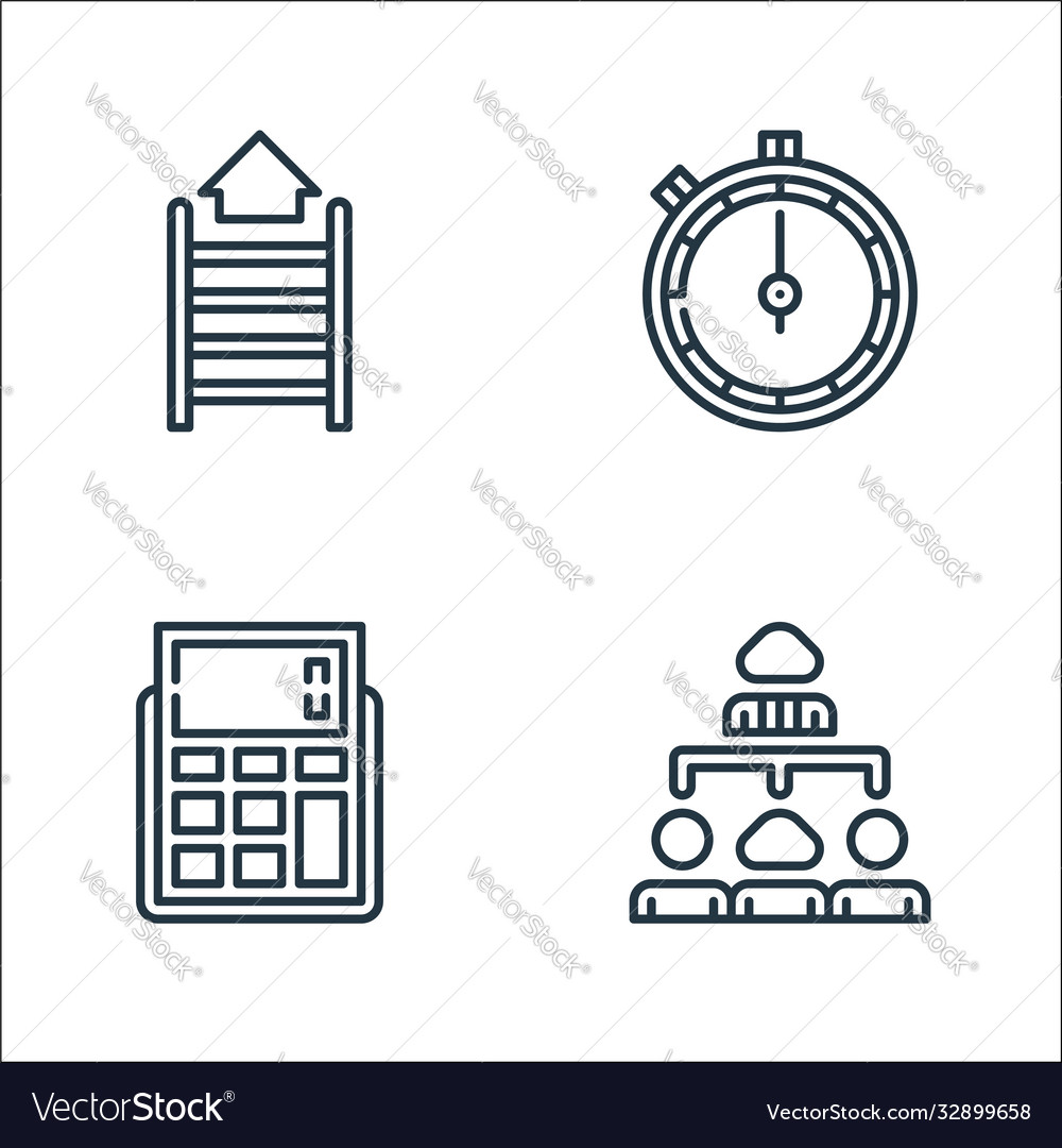 Management line icons linear set quality vector image Management line icons linear set quality