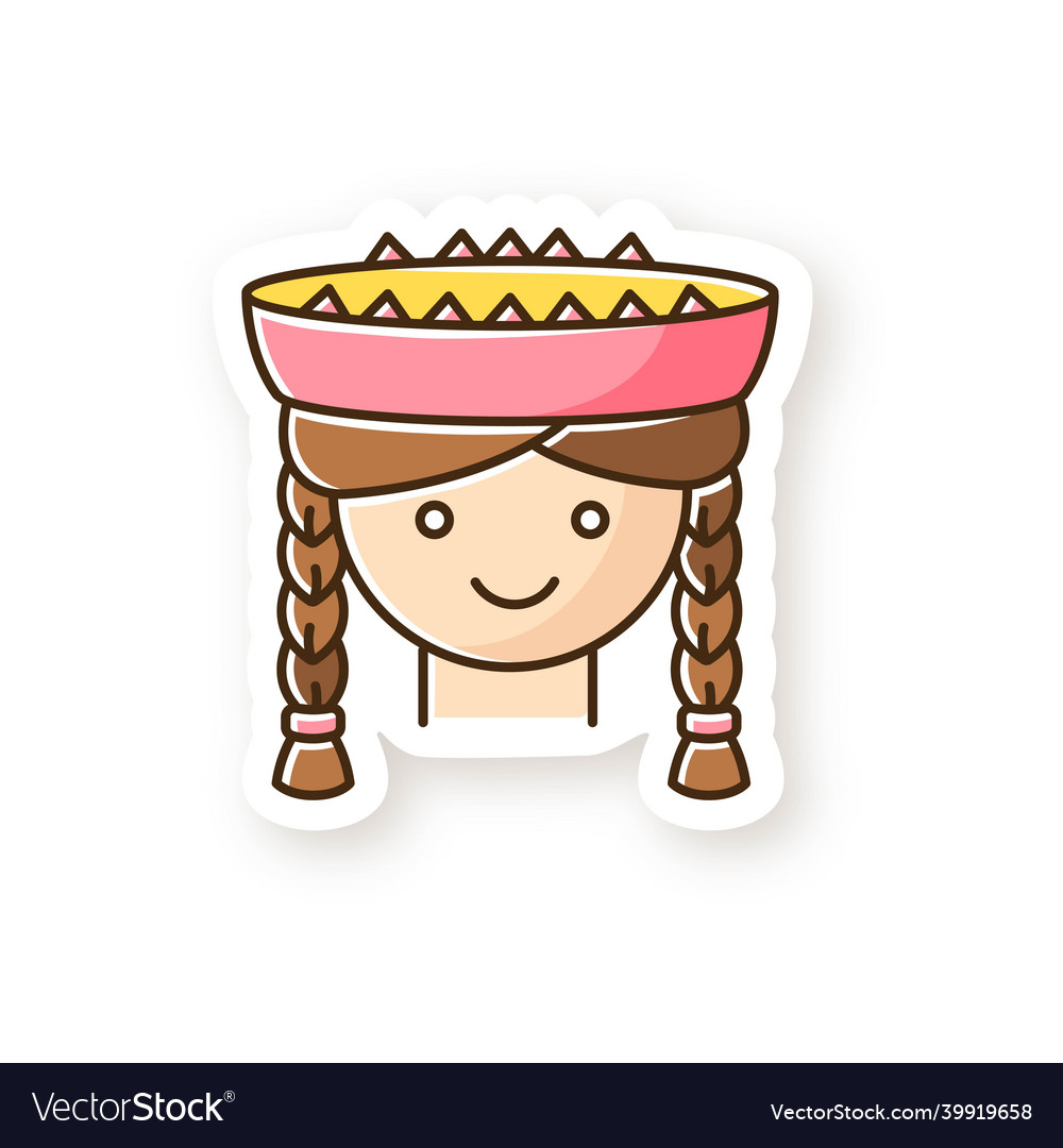 Peruvian girl patch cute smiling woman head