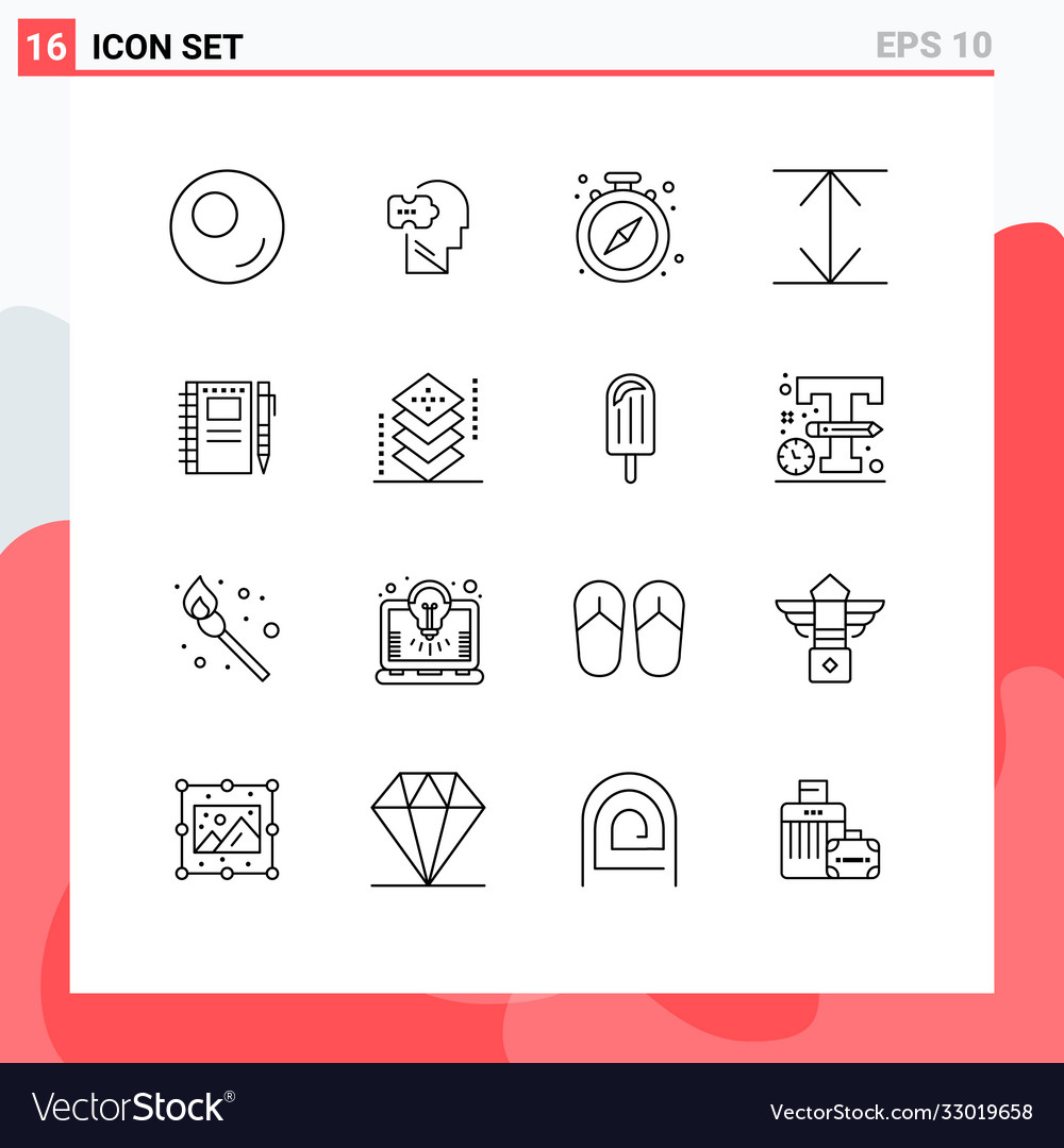 Pictograph set 16 simple outlines coding