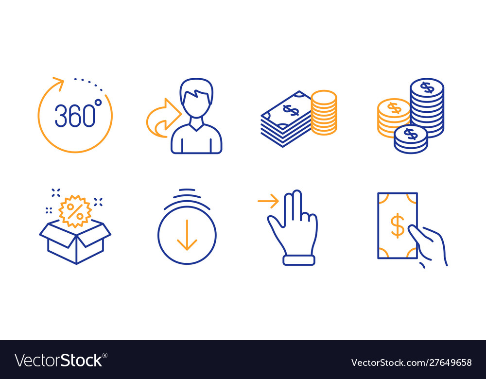 Scroll down touchscreen gesture and 360 degrees Vector Image Scroll down touchscreen gesture and 360 degrees