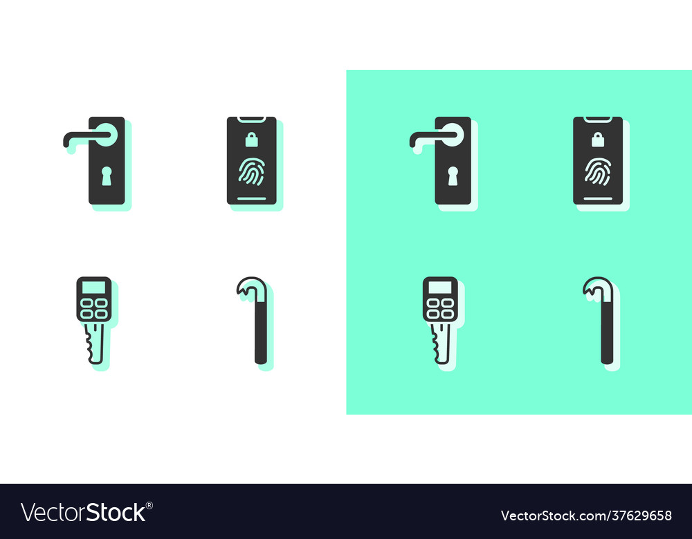 Set crowbar door handle car key with remote Vector Image