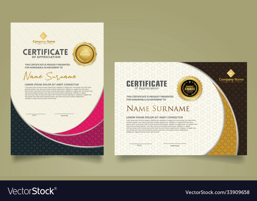 Set modern certificate template with realistic vector image Set modern certificate template with realistic