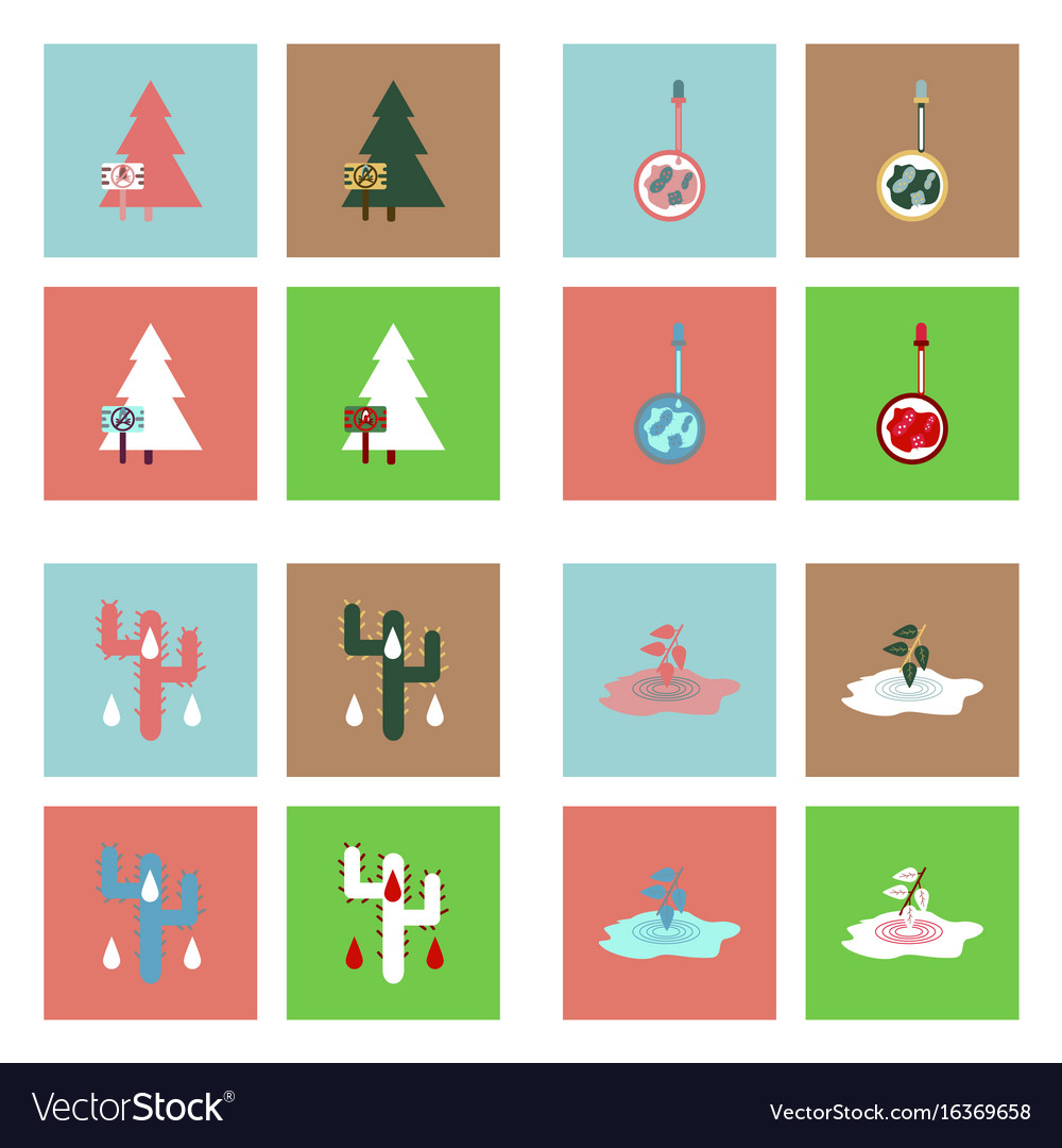 Set of modern eco system icons in flet style