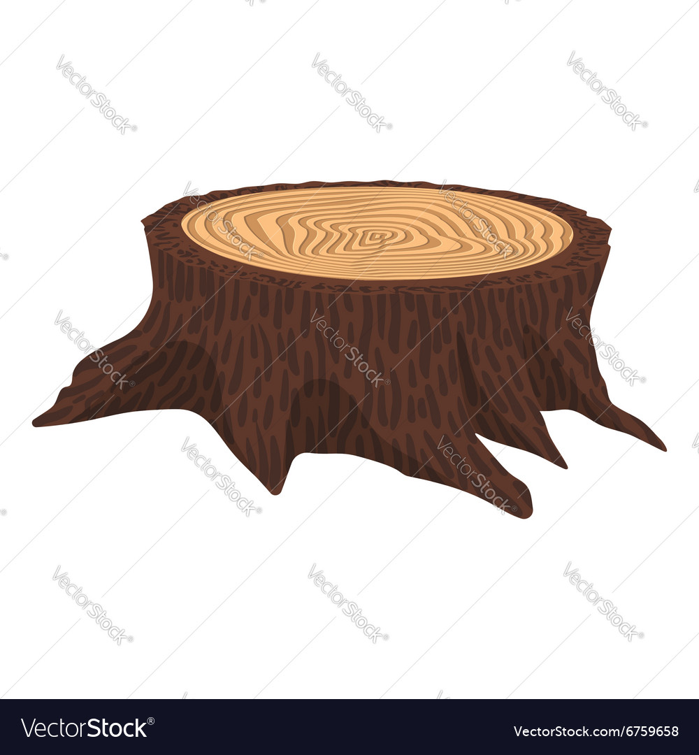 Wooden cartoon stump Royalty Free Vector Image