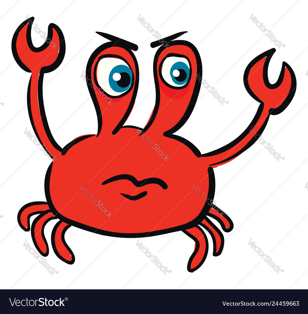 Angry red crab color on white background Vector Image