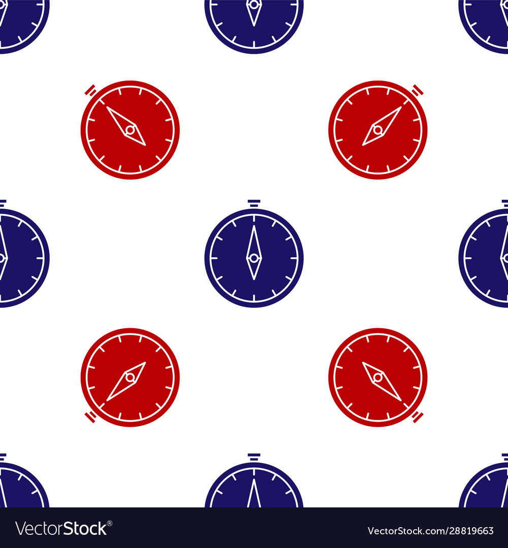 Blue and red compass icon isolated seamless