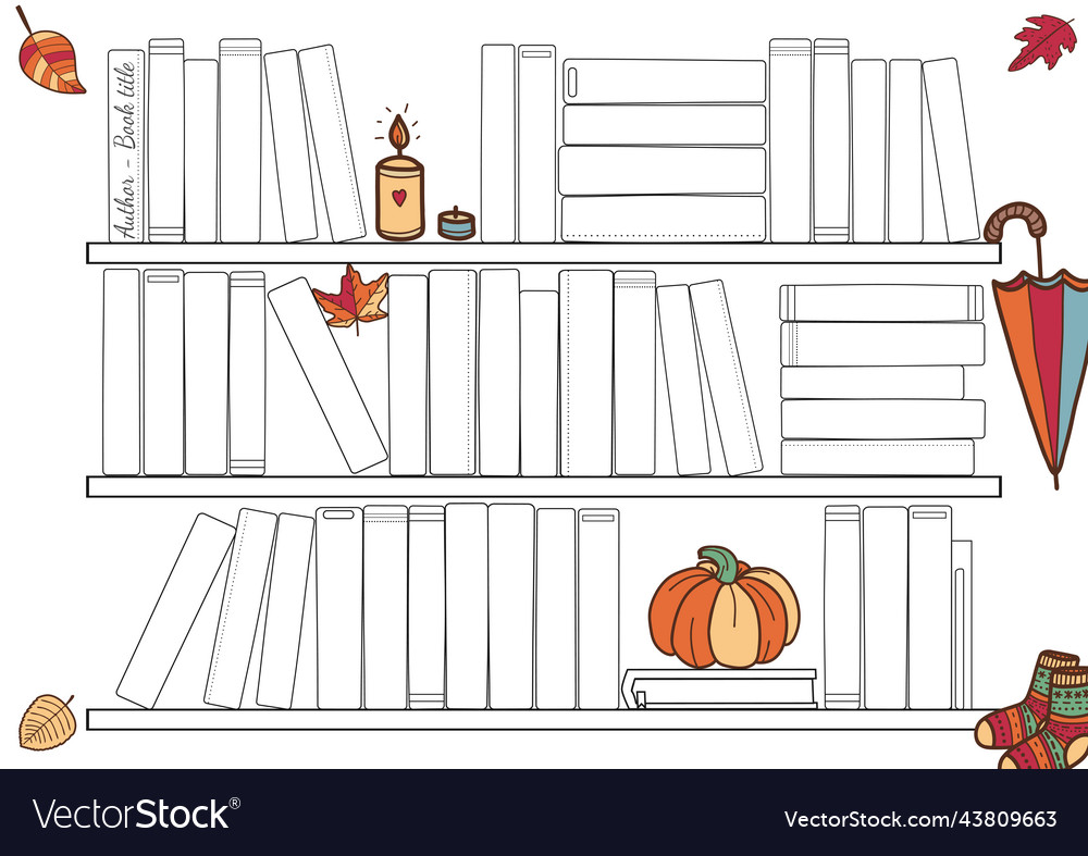 Bookshelf with space for to fill read plan vector image Bookshelf with space for to fill read plan