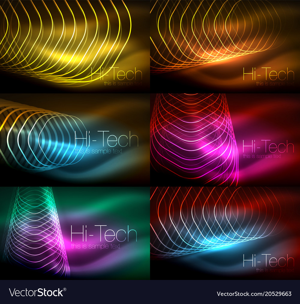 Collection of abstract backgrounds glowing Vector Image