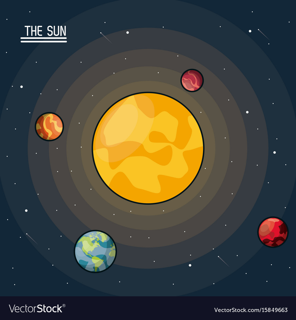 Colorful poster of the sun in space