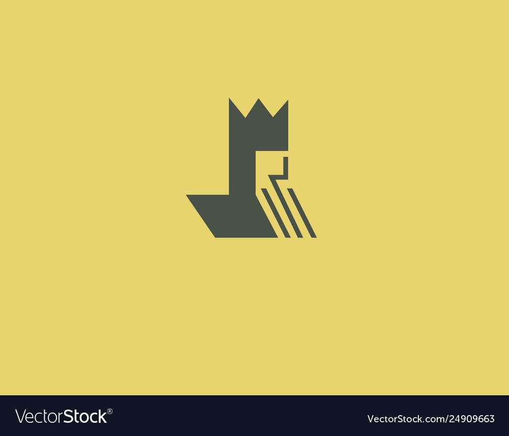 Creative geometric logo icon king with a beard