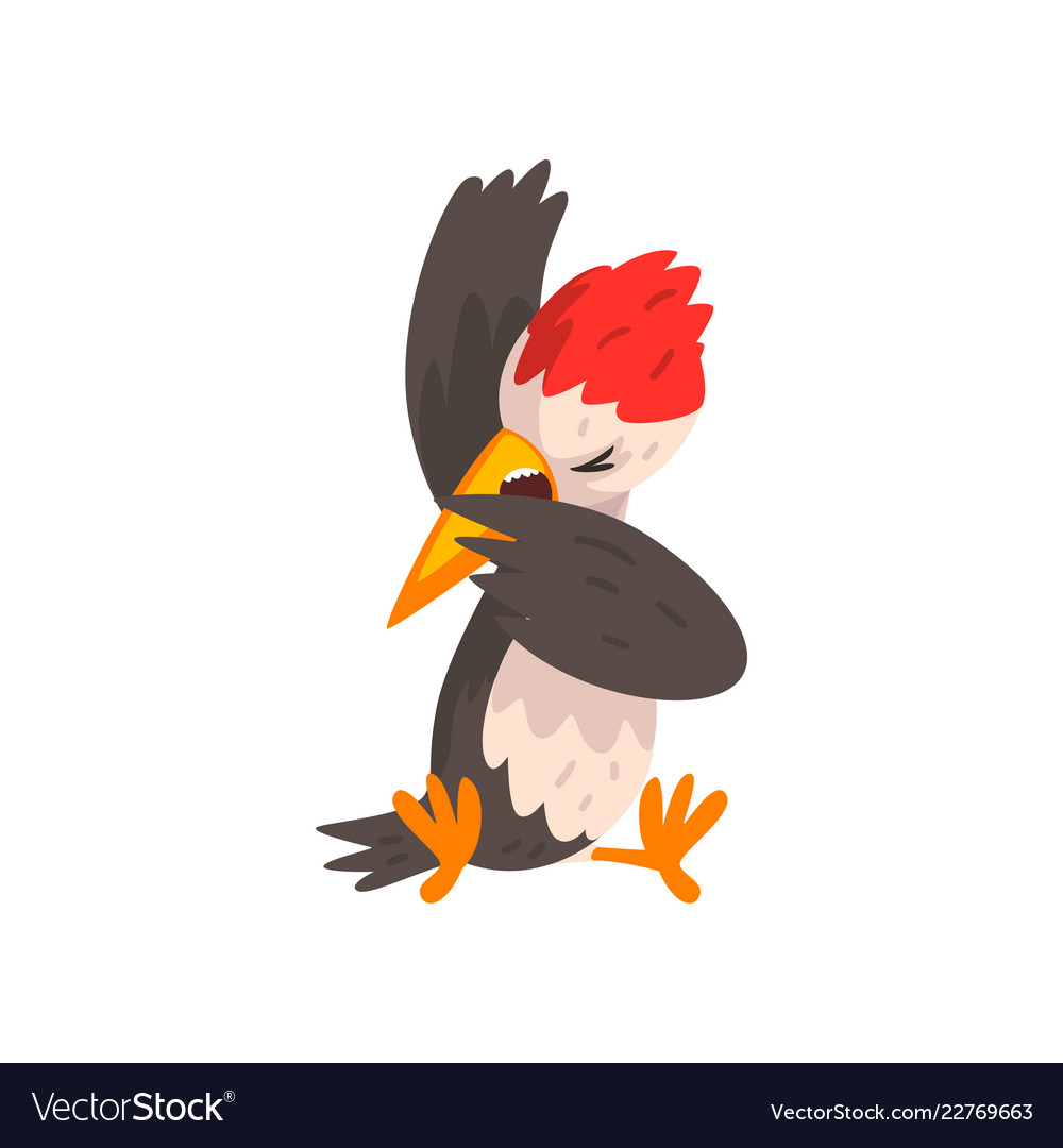 Cute funny woodpecker bird cartoon character Vector Image