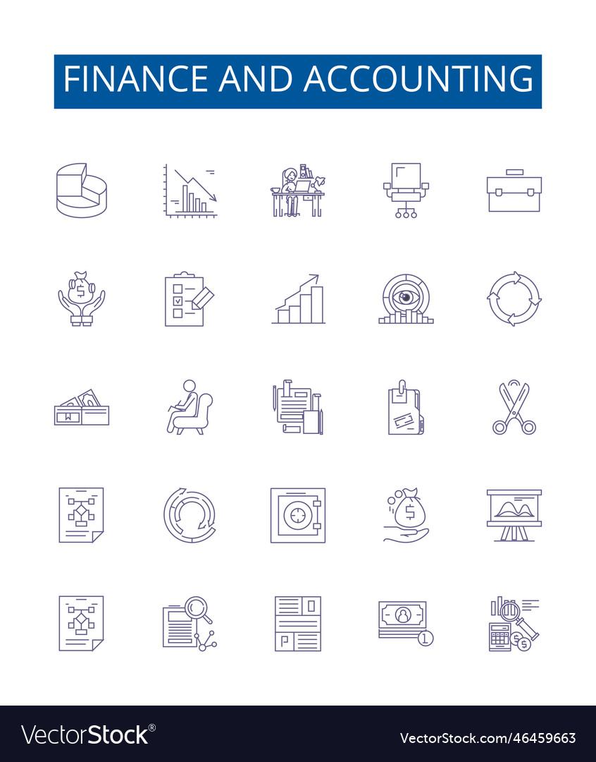 Finance and accounting line icons signs set Vector Image