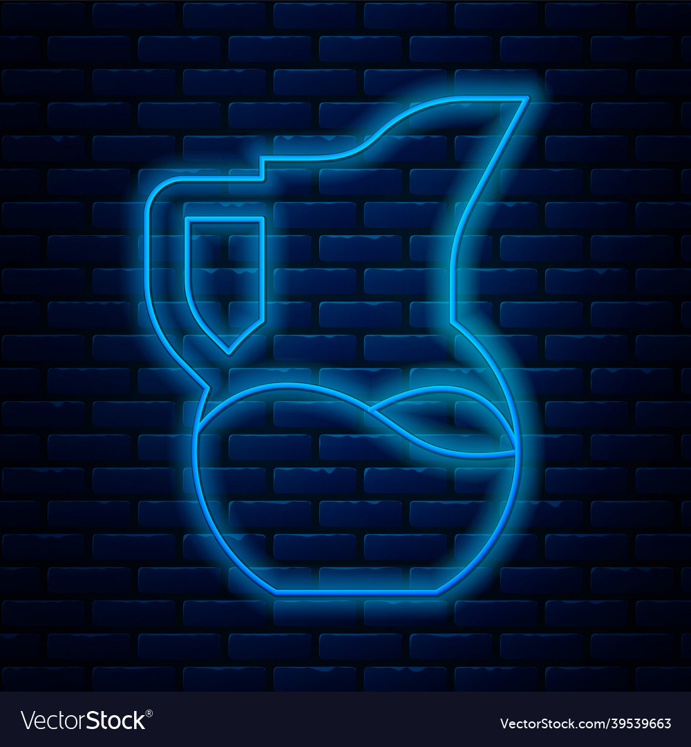 Glowing neon line milk jug or pitcher icon