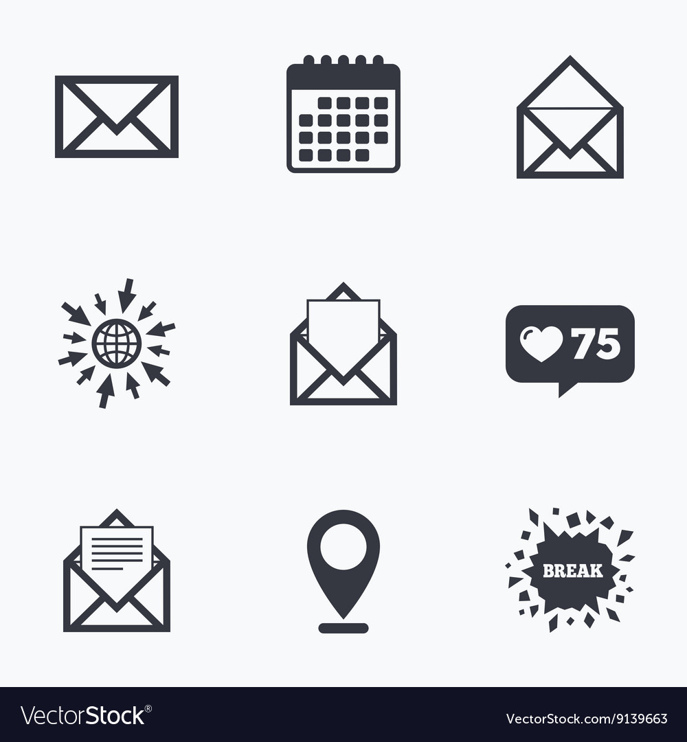 Mail envelope icons message document symbols