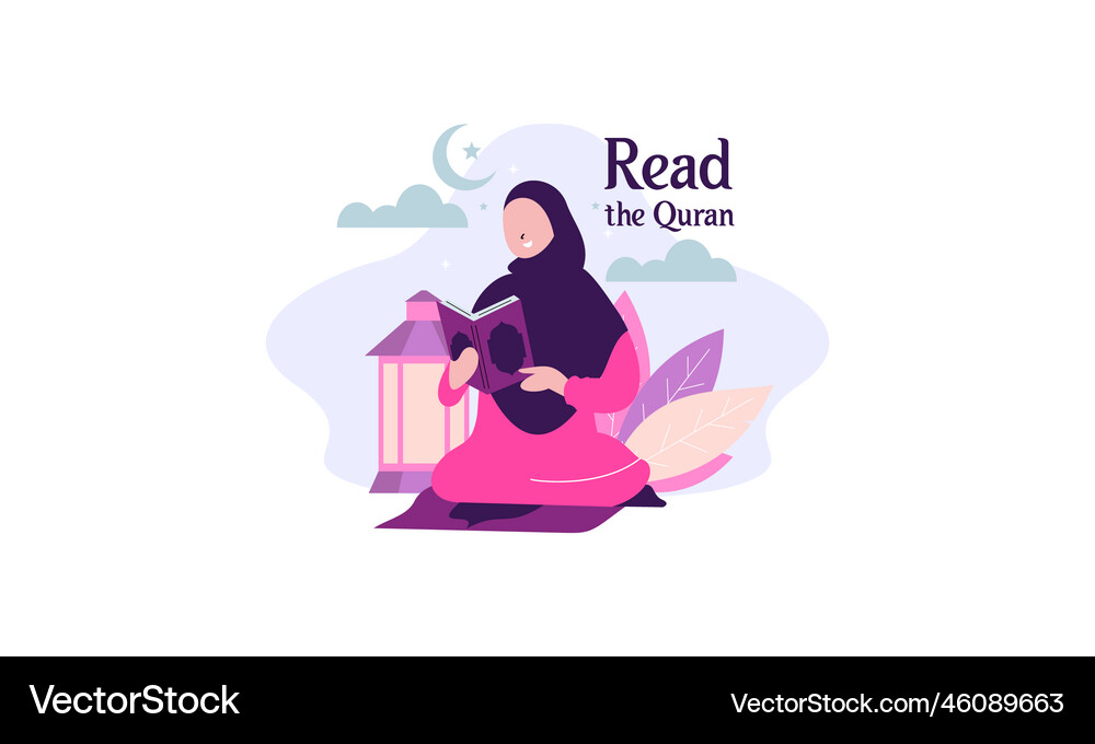 Muslim people reading holy quran Royalty Free Vector Image