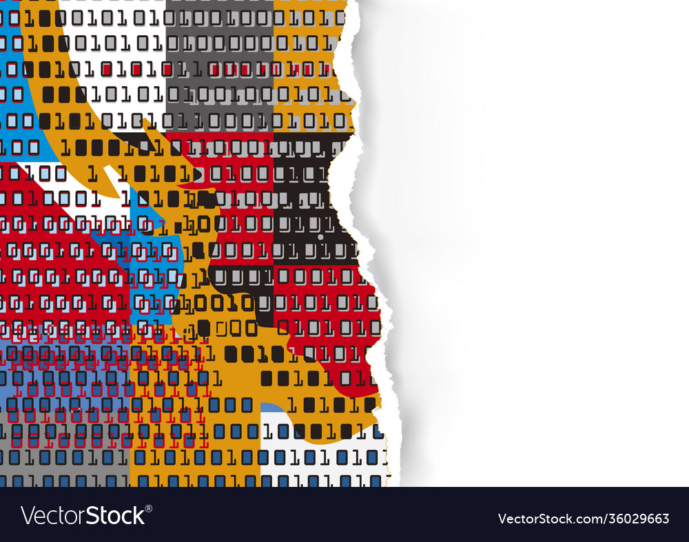 Ripped paper background with binary codes