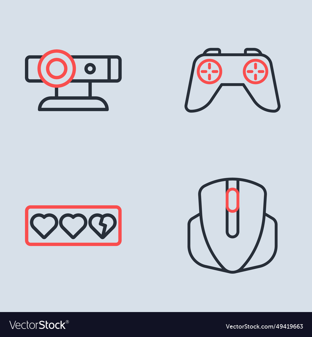 Set line game controller or joystick life bar vector image Set line game controller or joystick life bar