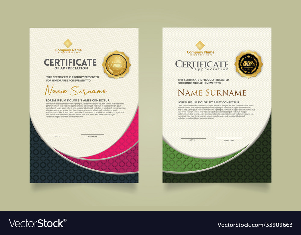 Set modern certificate template with realistic