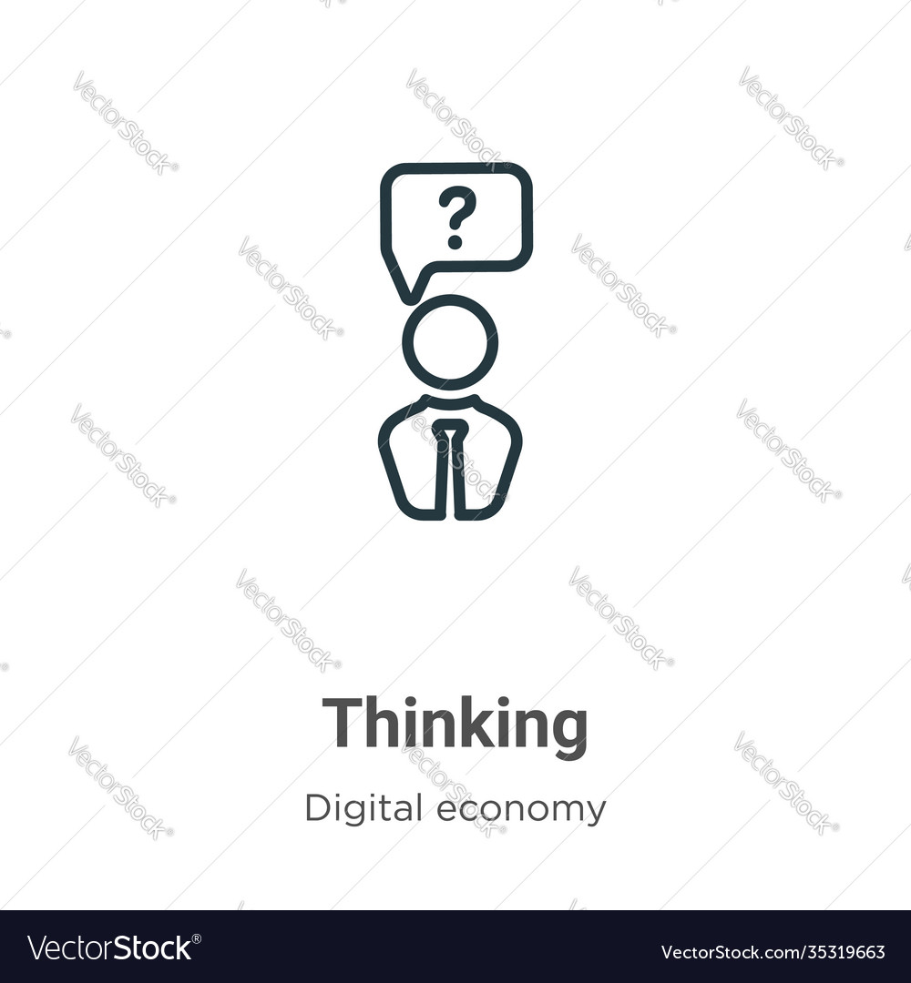 Thinking outline icon thin line black