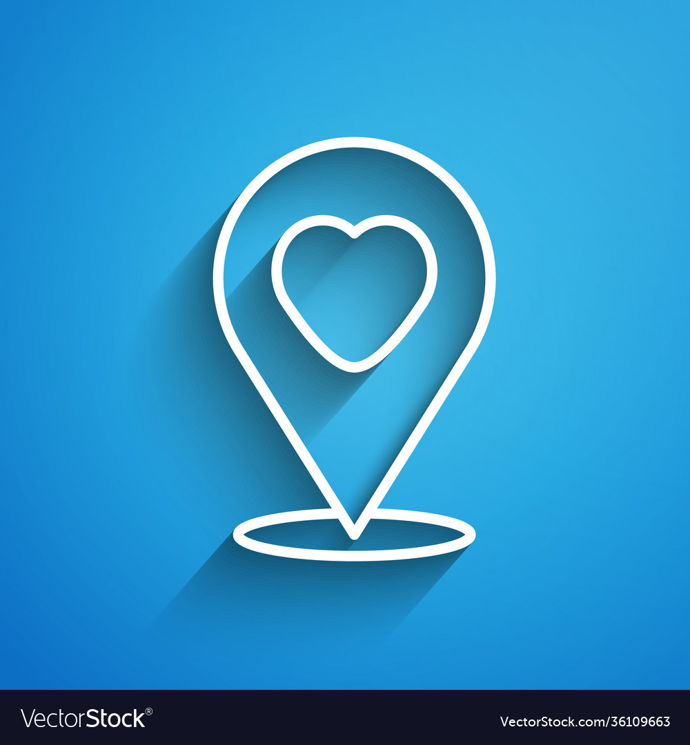 White line map pointer with heart icon isolated vector image White line map pointer with heart icon isolated