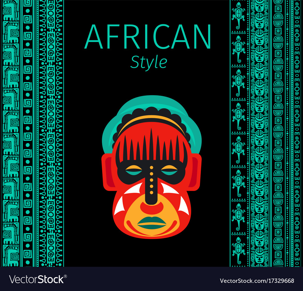 Download African blue borders and mask Royalty Free Vector Image