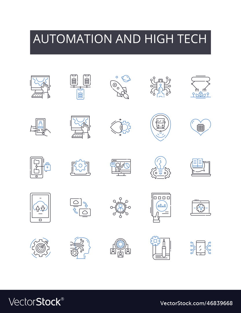 Automation and high tech line icons collection vector image Automation and high tech line icons collection
