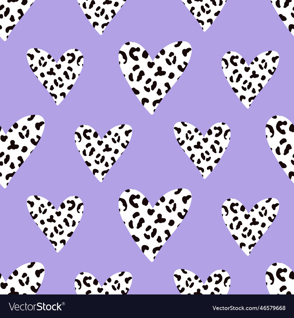 Cheetah leopard animal skin heart seamless pattern