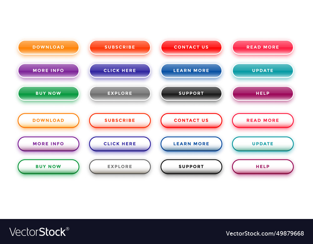 Collection of colorful empty web button sign