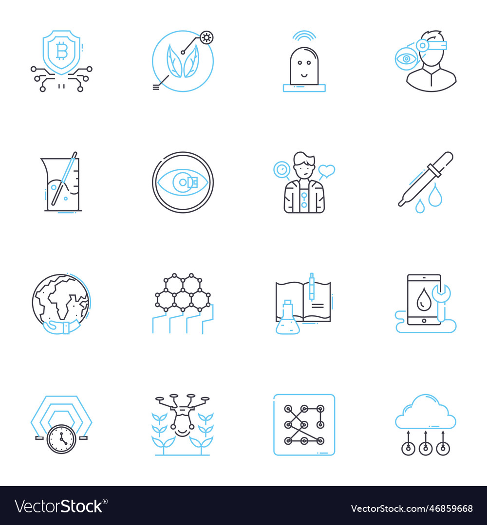 Computerized systems linear icons set automation vector image Computerized systems linear icons set automation