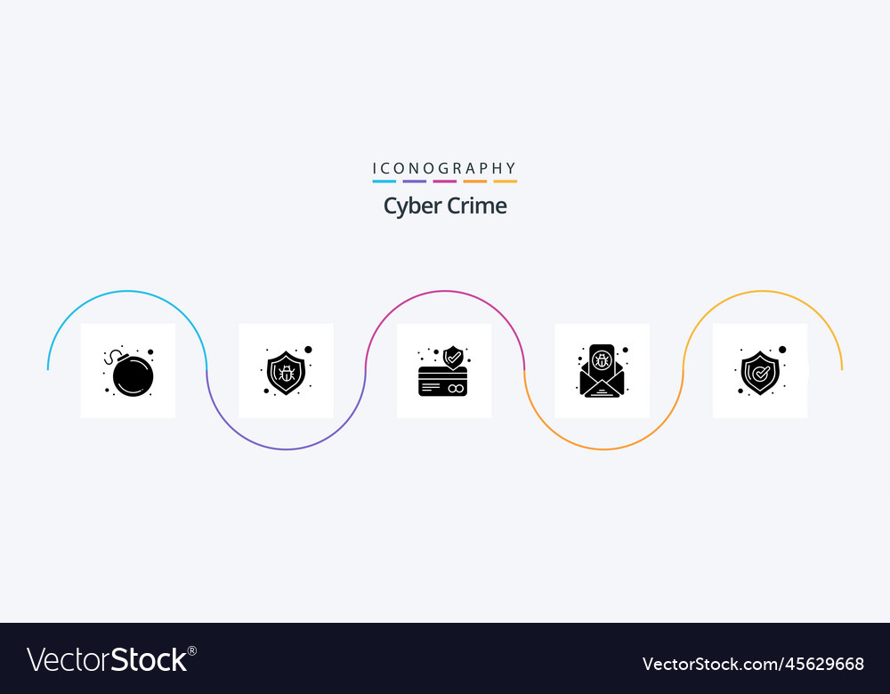 Cyber Kriminalität glyph 5 Icon Pack einschließlich Einkaufen
