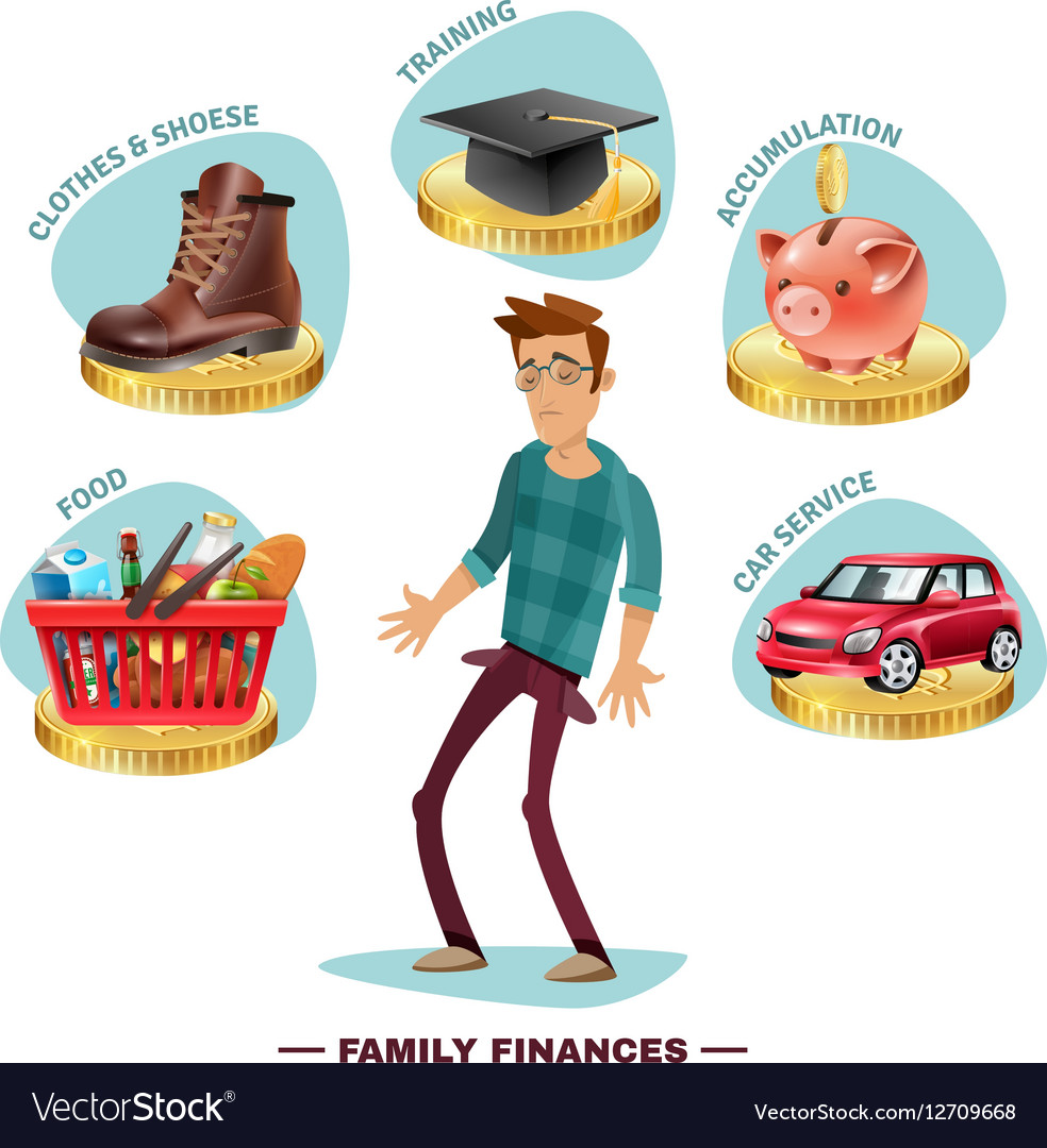 family budget planning flat composition poster vector image family budget planning