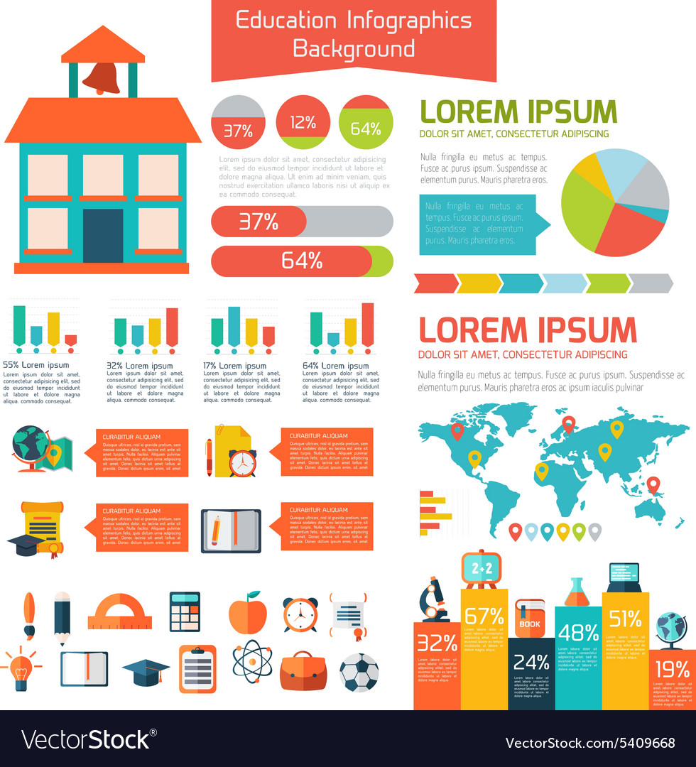 Flat education infographic background Royalty Free Vector