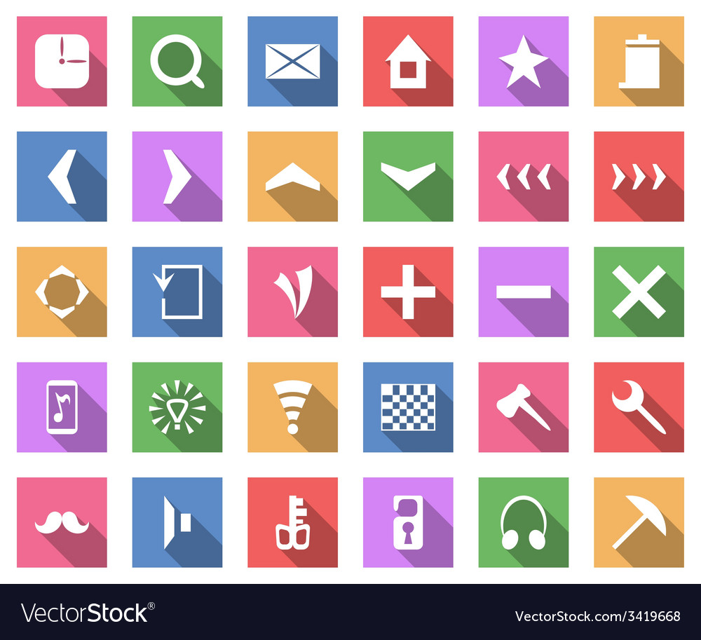 Flat icon set collection with long shadow