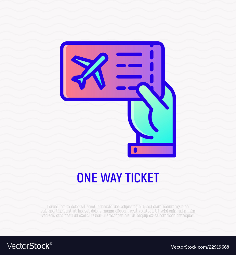 One Way Ticket On Airplane In Hand Thin Line Icon Vector Image