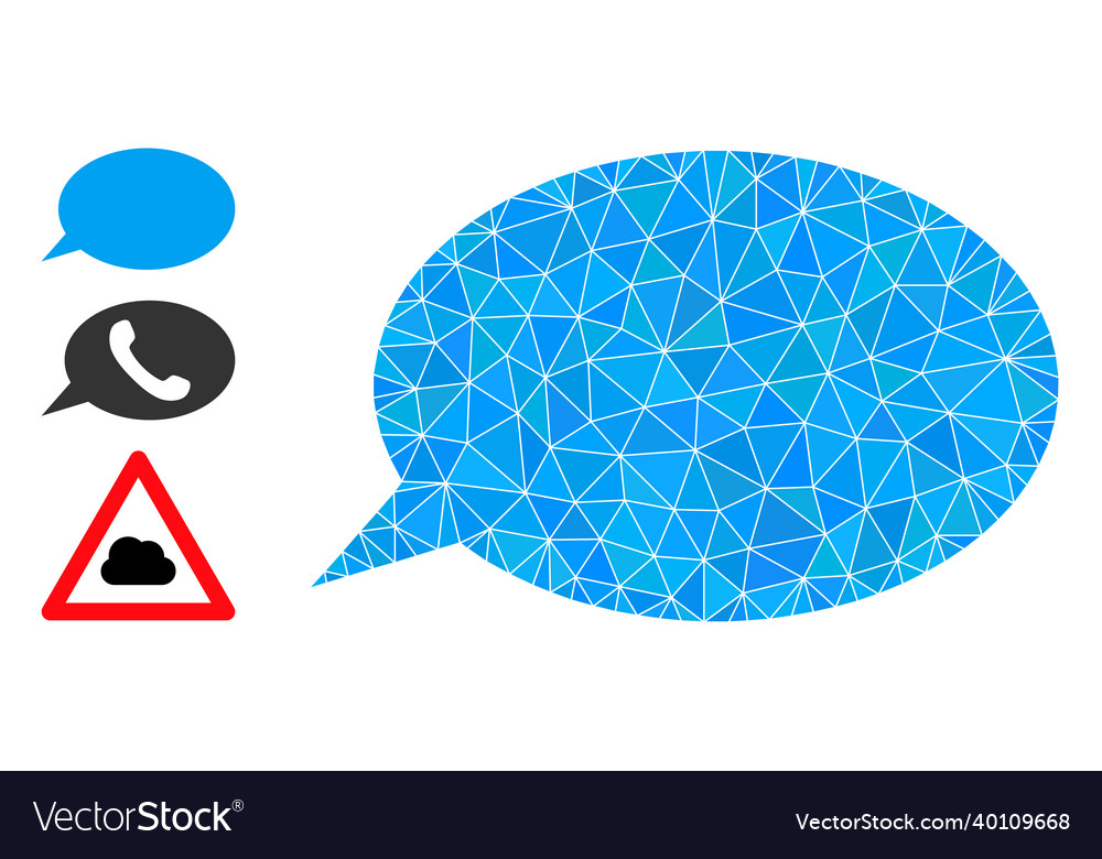 Polygonal message cloud icon with similar vector image Polygonal message cloud icon with similar