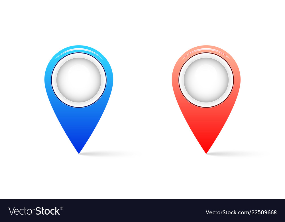 Realistic map pin icon with shadow