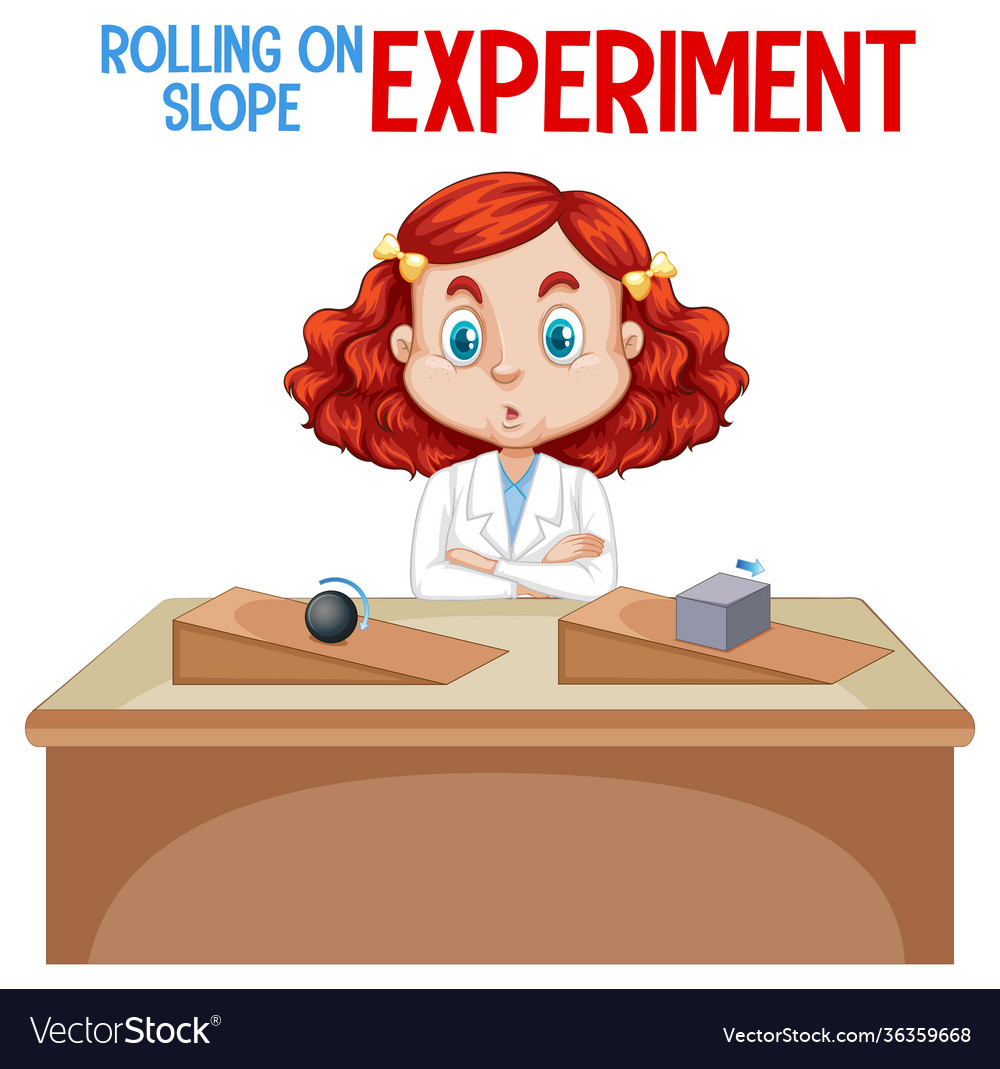 Scientist explaining rolling on slope experiment Vector Image Scientist explaining rolling on slope experiment