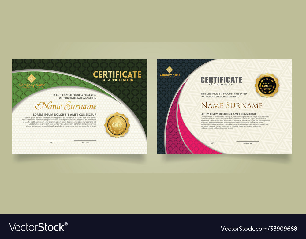 Set modern certificate template with realistic vector image Set modern certificate template with realistic