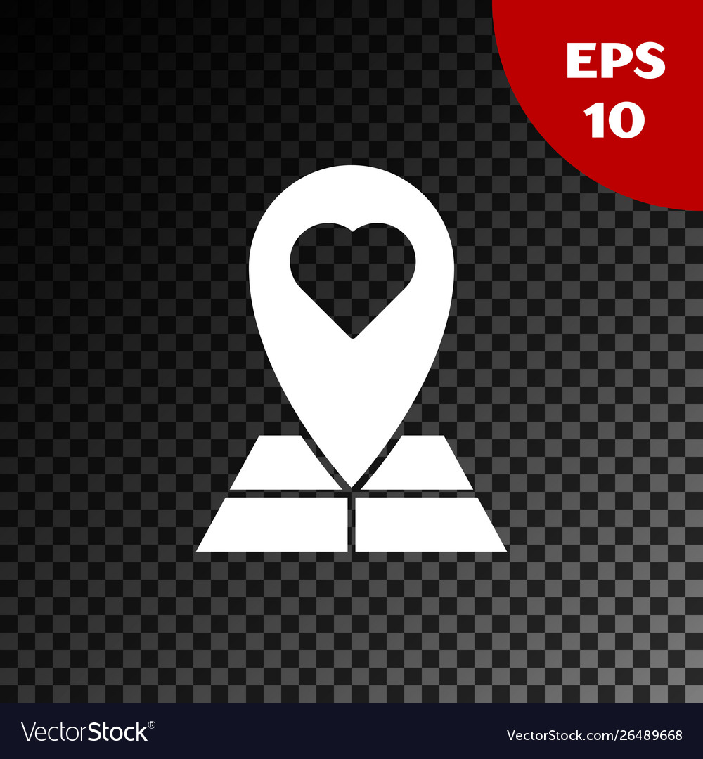 White map pointer with heart icon isolated vector image White map pointer with heart icon isolated